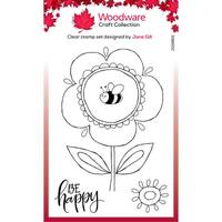 Woodware Clear Singles Petal Doodles Be Happy 4 in x 6 in Stamp Set JGS862