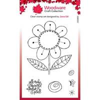 Woodware Clear Singles Petal Doodles Pretty Place 4 in x 6 in Stamp Set JGS863