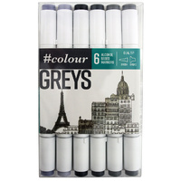 Kent Colour Dual Tip Alcohol-Based Ink Markers 6pk Grey
