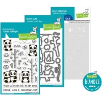 Lawn Fawn - I Heart Pandas - Stamp and Die and Colouring Stencil Bundle
