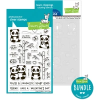 Lawn Fawn - I Heart Pandas - Stamp and Colouring Stencil Bundle