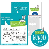 Lawn Fawn - Sweet Strawberry - Stamp and Colouring Stencil Bundle
