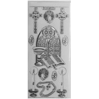 Double Embossed Sticker Religion Church Window Rosary MD357301 SILVER