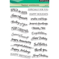 Penny Black Clear Stamps Banner Sentiments 19pc