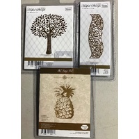 Hotfoil Stamps Summer Tree, Rosey Border and Pineapple