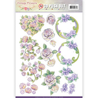 Jeanines Art Vintage Flowers 3D Decoupage A4 Sheets - Romantic Purple
