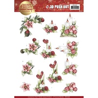 Precious Marieke 3D Decoupage A4 Sheet Merry and Bright Christmas Candles in Red