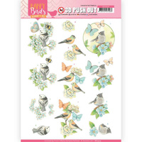 Jeanines Art Happy Birds 3D Decoupage A4 Sheet - Blue Dance