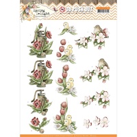 Precious Marieke 3D Decoupage A4 Sheet Spring Delight Red Flowers