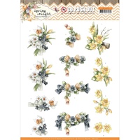 Precious Marieke 3D Decoupage A4 Sheet Spring Delight Violets & Daffodils
