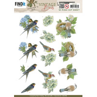 Jeanines Art 3D Pushout - Vintage Birds - Bird’s Nest - SB10748