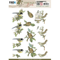 Jeanines Art 3D Pushout - Vintage Birds - Birdcage - SB10750