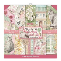 Stamperia Double-Sided Paper Pad 12x12 10/Pkg Orchids And Cats
