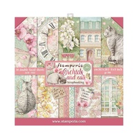 Stamperia Paper Pad 8x8 10/Pkg Orchid & Cats