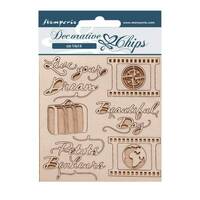 Stamperia 14×14 cm Decorative Chips Create Happiness Oh La La Live Your Dream