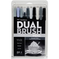 Tombow Dual Brush Pen 10pk Greyscale