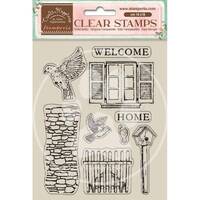 Stamperia 14x18 cm Acrylic Stamp Create Happiness Welcome Home Birds WTK165