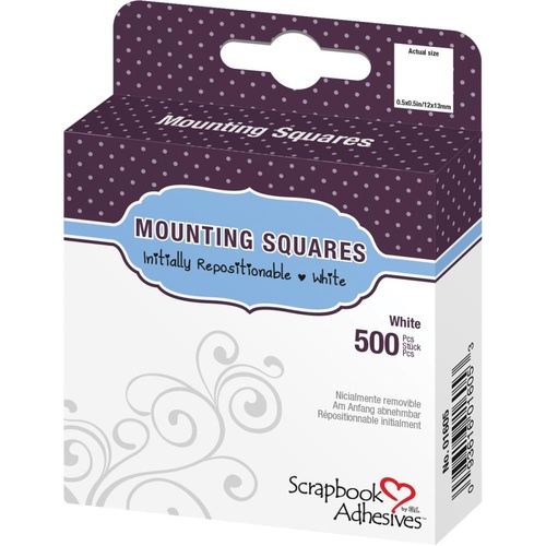 3L Scrapbook Adhesives Repositionable Mounting Squares 500/Pkg White 