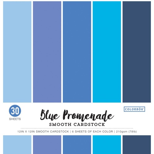 Colorbok 210gsm Smooth Cardstock 12x12 30 Pack Blue Promenade