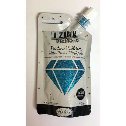 Izink Diamond Glitter Paint 80ml Bleu Caraibe (Caribbean Blue)