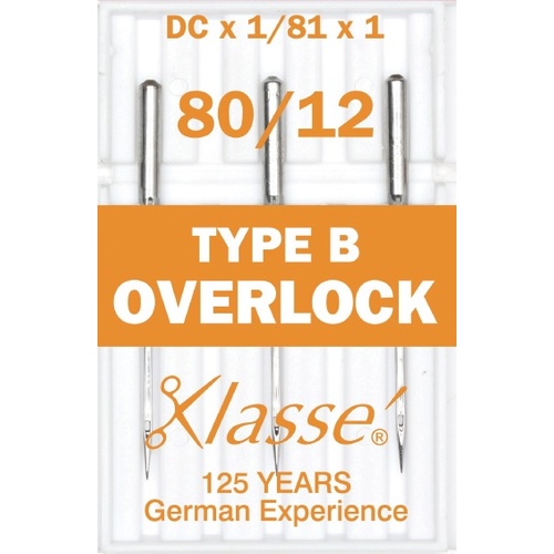 Klasse Machine Overlocker Needles Type B (DCx1, 81x1) Size 80/12 
