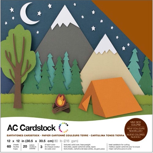 American Crafts 12x12 CARDSTOCK 60 Sheets 216gsm Earth Tones