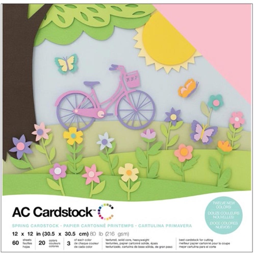 American Crafts 12x12 CARDSTOCK 60 Sheets 216gsm Spring