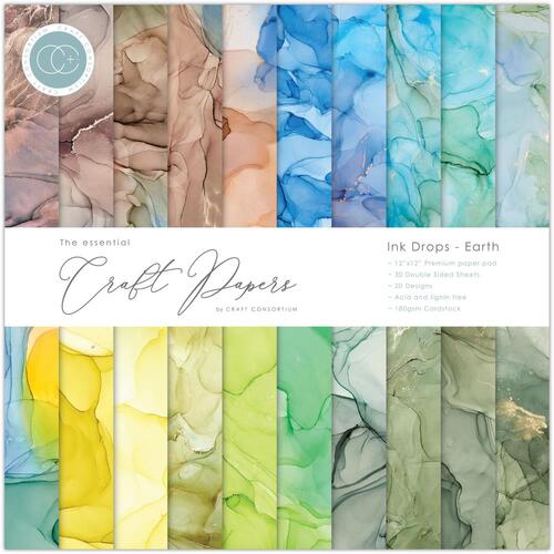 Craft Consortium Double-Sided Paper Pad 12X12 30/Pkg Ink Drops Earth