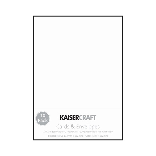 10 White A6 Cards and Envelopes 240gsm 