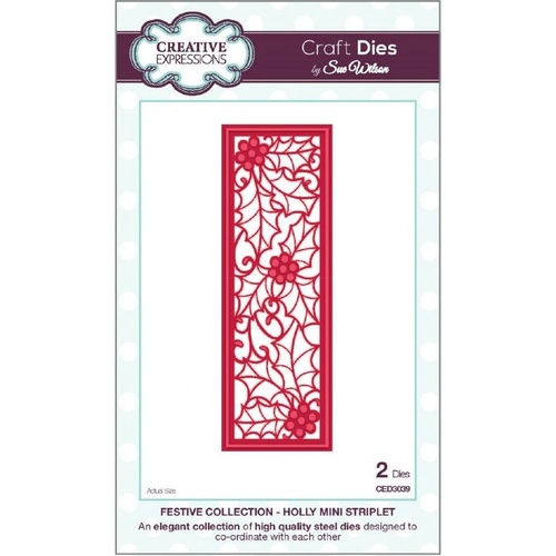 Sue Wilson Dies Festive Collection Holly Mini Striplet CED3039 