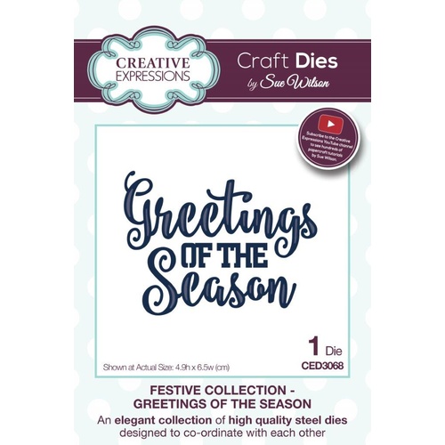 Sue Wilson Dies Festive Collection Greetings of the Season CED3068 
