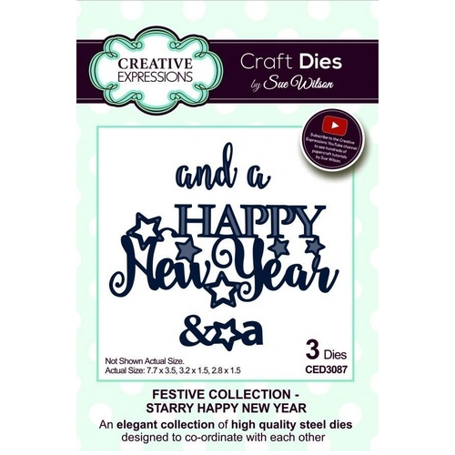 Sue Wilson Dies Festive Collection Starry Happy New Year CED3087 