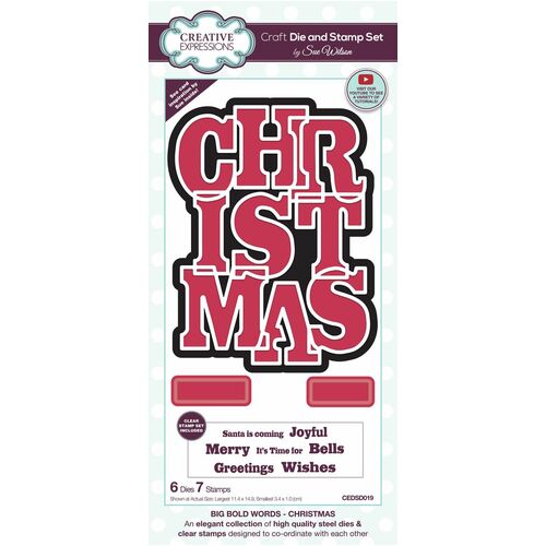 Sue Wilson Big Bold Words Christmas Craft Die & Stamp Set CEDSD019