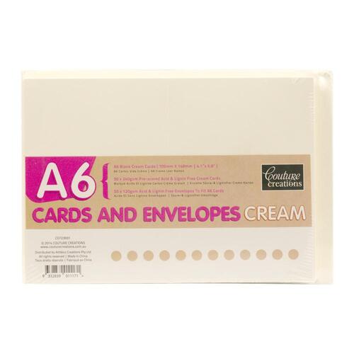 50 Blank Cream A6 Cards and C6 Envelopes 240gsm