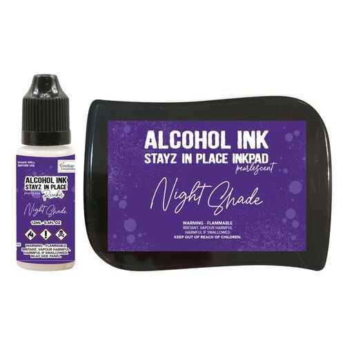 Couture Creations Alcohol Ink Stayz in Place Alcohol Ink Pad with Reinker Night Shade Pearlescent