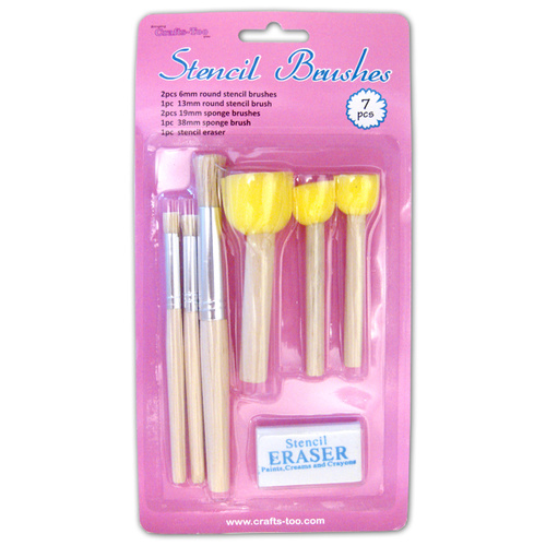 Crafts-Too Stencil Brushes and Sponge Daubers 7/Pkg 