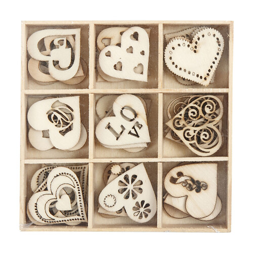 Wood Mini Themed Embellishments Love 45Pk