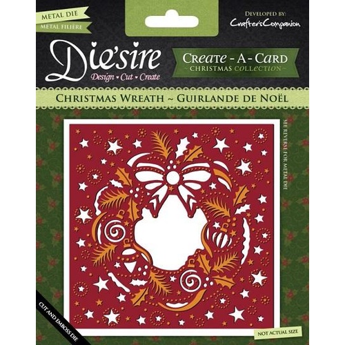 Crafter's Companion Die'sire Dies Create-A-Card 6x6 Christmas Wreath 