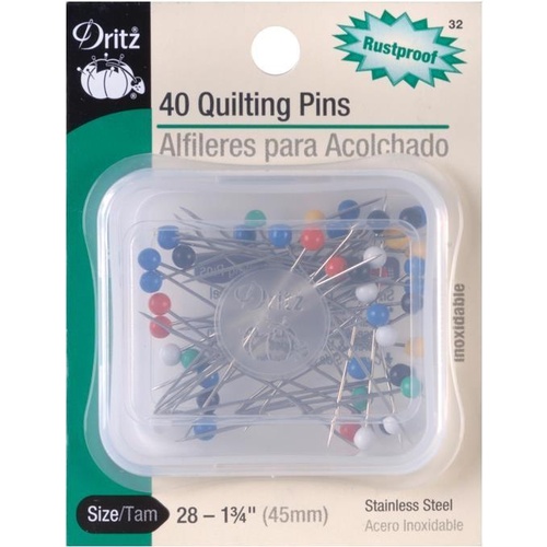 Pins Stainless Steel 40 Quilting Extra Long Colour Ball 45mm