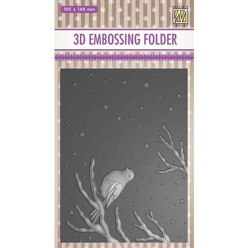 Nellie Snellen 3D Embossing Folder Bird on Branch EF3D016