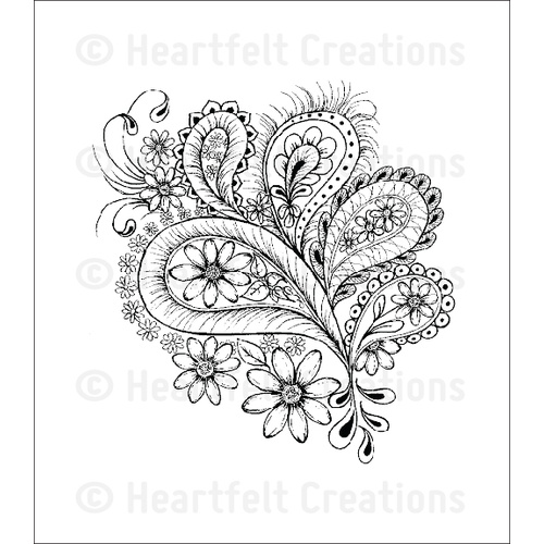Heartfelt Creations Cling Stamps Peacock Paisley 
