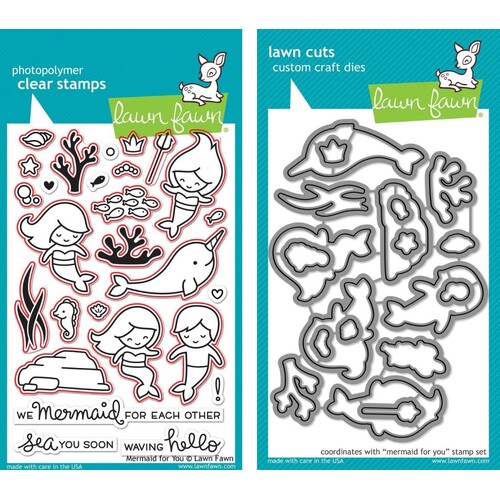 Lawn Fawn Mermaid For You Stamp+Die Bundle