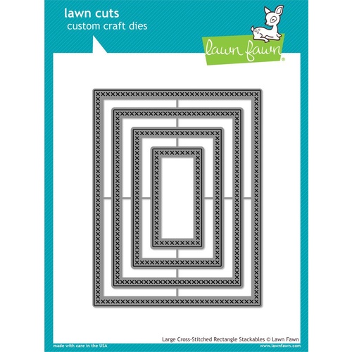 Lawn Fawn Cuts Large Cross Stitched Rectangle Stackables Dies LF1178 