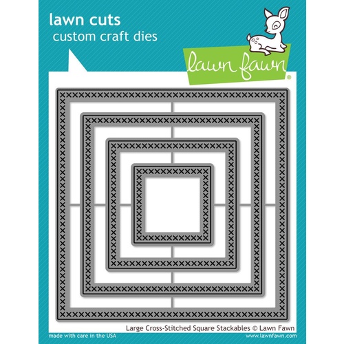 Lawn Fawn Cuts Large Cross Stitched Square Stackables Dies LF1182 