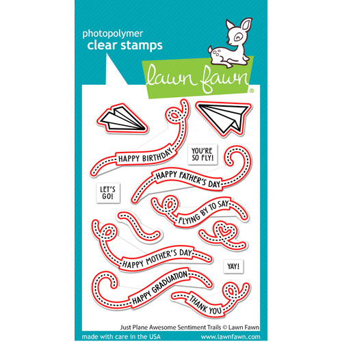 Lawn Fawn - Just Plane Awesome Sentiment Trails Stamp and Die Bundle