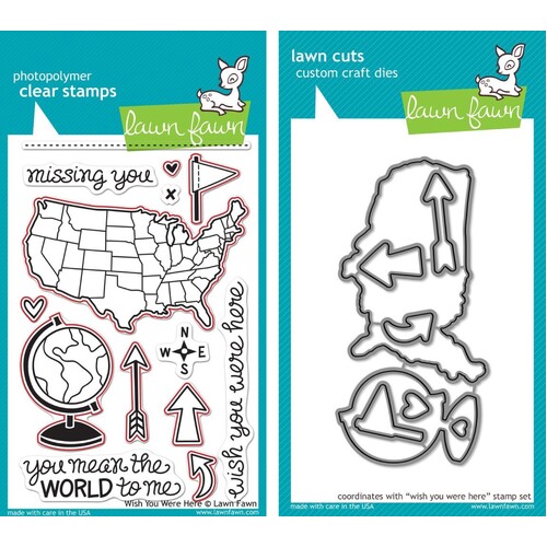 Lawn Fawn Wish You Were Here Stamp+Die Bundle